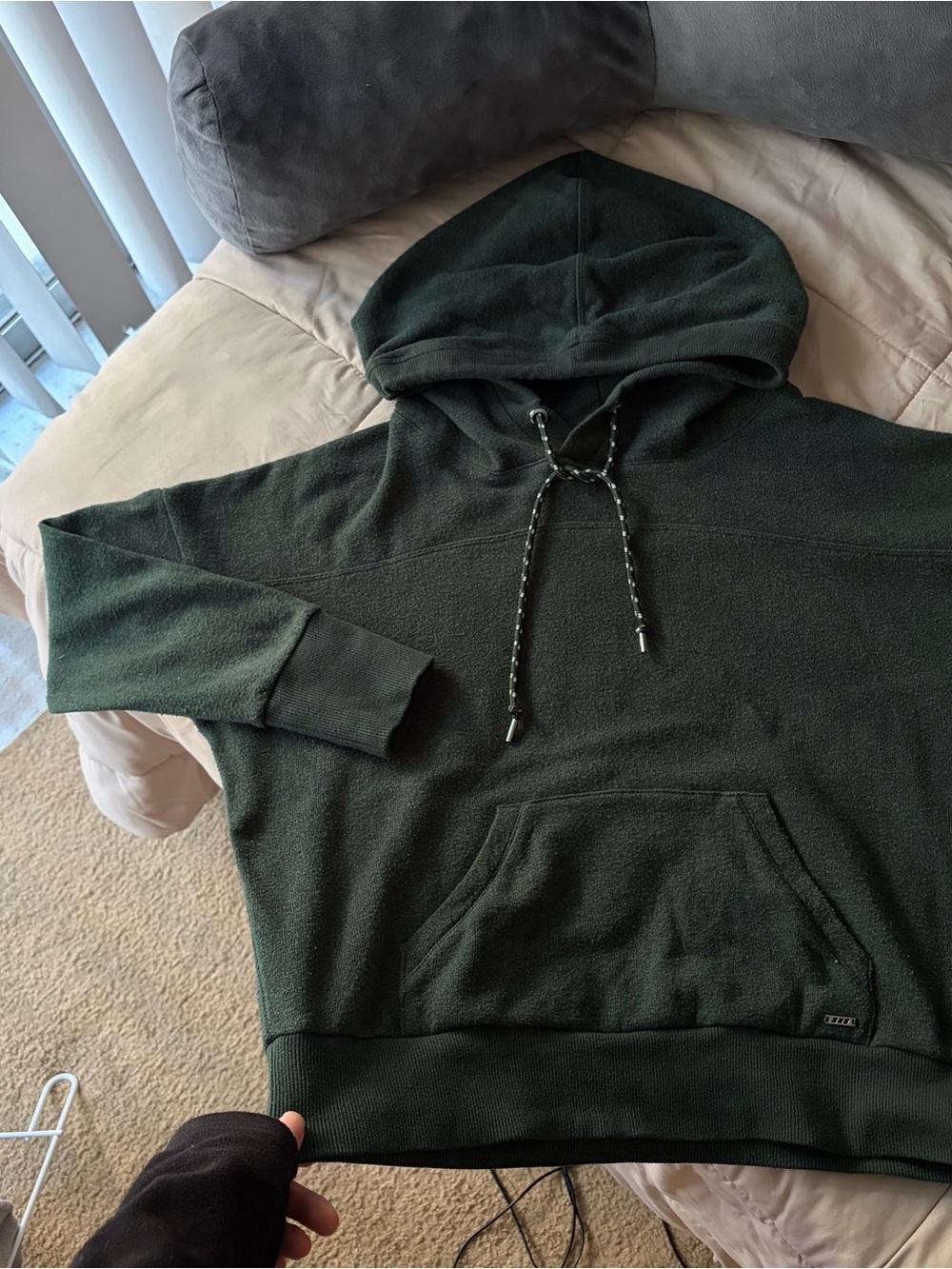 Dark Green Hooded Pullover Hoodie